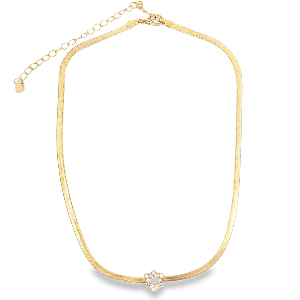 3mm Herringbone CZ Star Charm Necklace (H15)