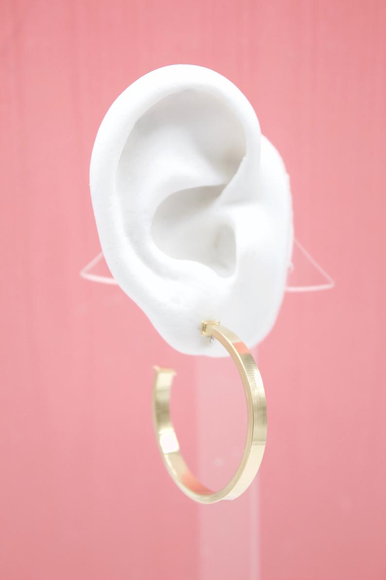 18K Gold Filled Flat Open Hoop Earrings (J67)(J68)(J69)