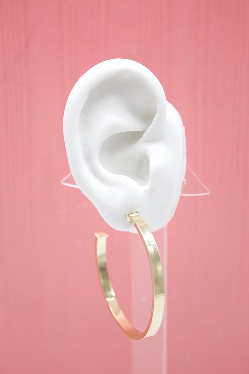 18K Gold Filled Flat Open Hoop Earrings (J67)(J68)(J69)