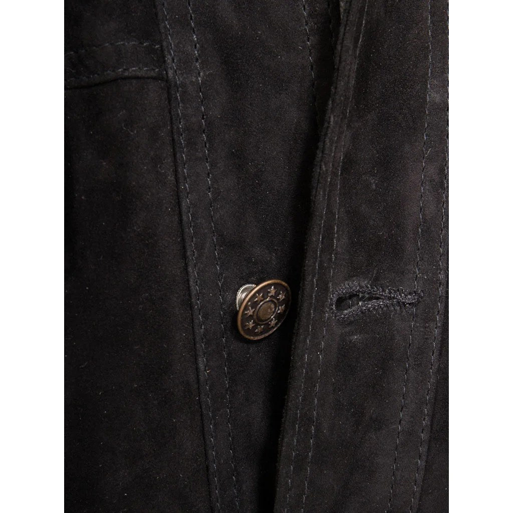 MENS BLACK SUEDE TRUCKER JACKET BYRON