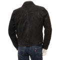 MENS BLACK SUEDE TRUCKER JACKET BYRON