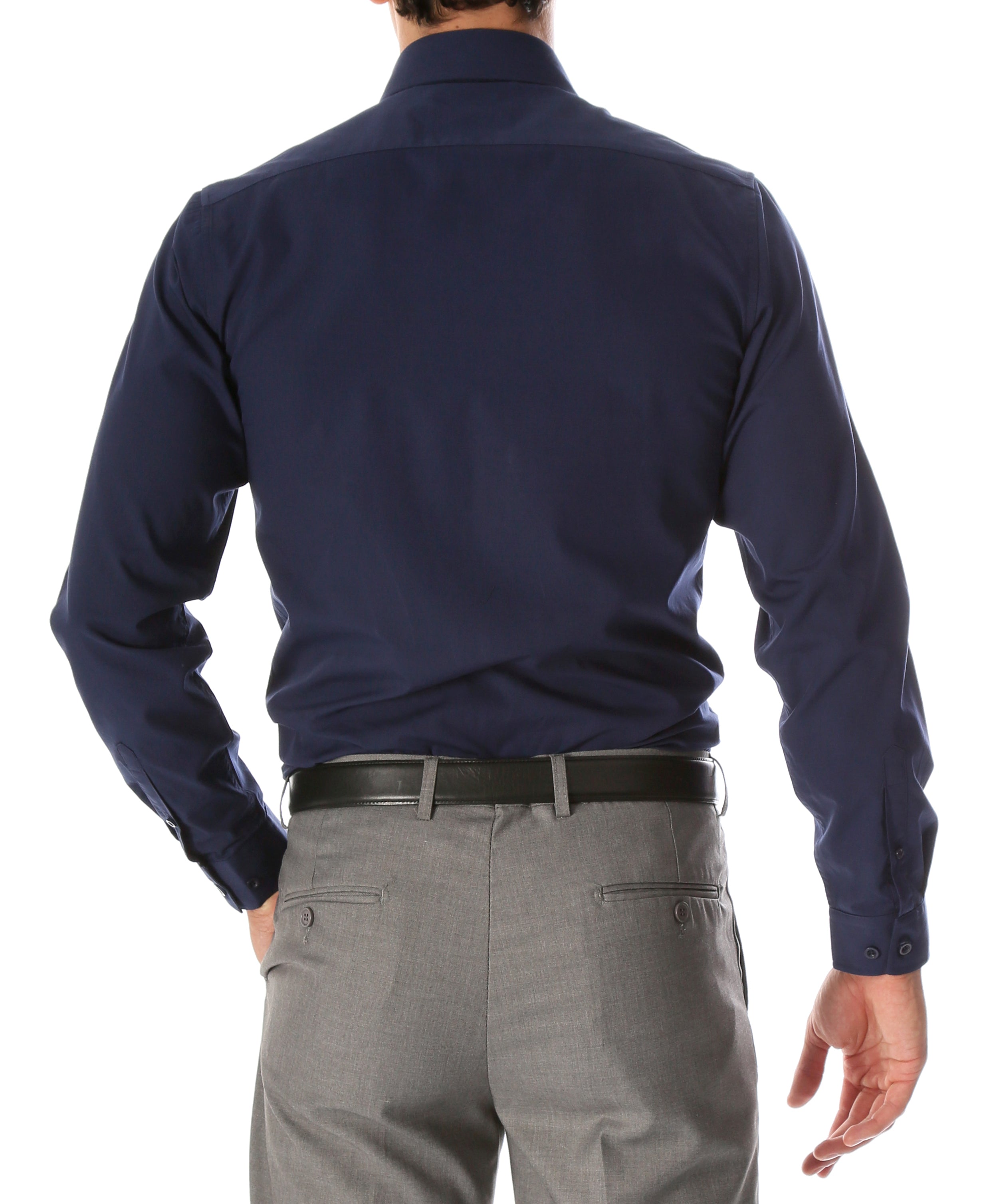 Leo Mens Navy Slim Fit Cotton Dress Shirt