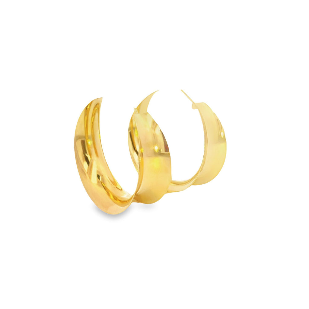 18K Gold Filled Curved Wide Minimalist Hoops (J305-J307)(L395)