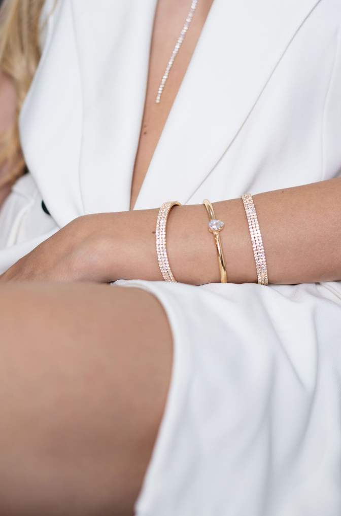6mm CZ Layered Bangle Adjustable Bracelet (B80)