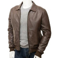 Mens Lambskin Leather Bomber Jacket